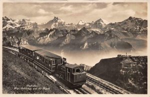 RPPC RIGIBAHN RIGI SCHEIDEGG UND DIE ALPEN TRAIN SWITZERLAND REAL PHOTO POSTCARD