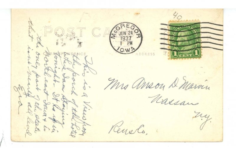 IA - McGregor. Mississippi River from Heights Tower ca 1937  RPPC