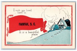 Fairfax South Carolina SC Postcard Pennant Exterior House c1910 Vintage Antique