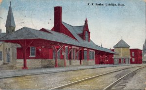 J76/ Uxbridge Massachusetts Postcard c1910 Railroad Depot 301