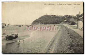 Old Postcard Cesson Tower and boat Tunnel