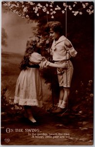 On the Swing Children Photograph Real Photo RPPC Postcard