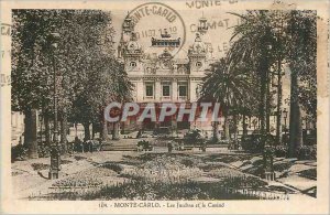 Old Postcard Monte Carlo Gardens and Casino