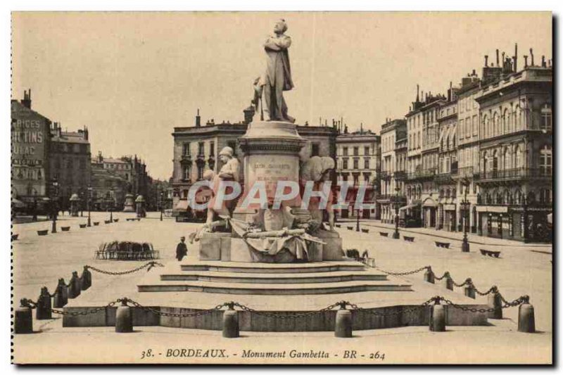 Bordeaux Old Postcard Monument Gambetta