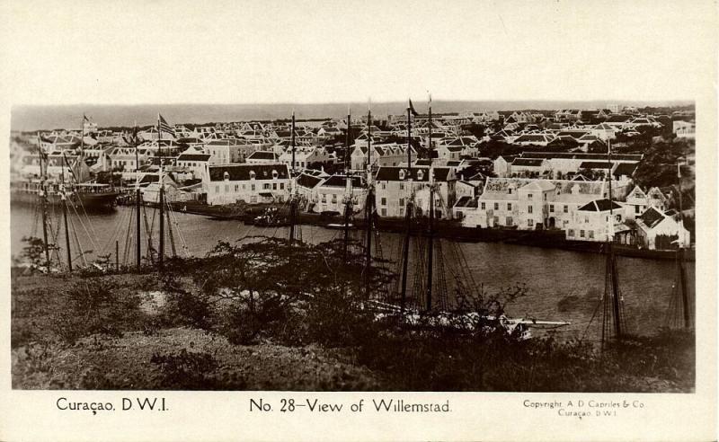 curacao, D.W.I., WILLEMSTAD, Partial View (1920s) Capriles  RPPC 28