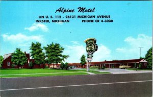 Inkster, MI Michigan  ALPINE MOTEL  Roadside WAYNE COUNTY  Advertising Postcard