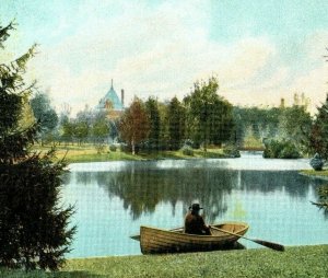 Circa 1910 Ohio State Asylum Canoe on Pond, Toledo, OH Vintage Postcard P23