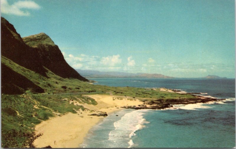 Postcard HI Makapuu Beach and Windward Oahu from Makapuu Point