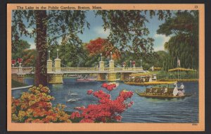 Massachusetts BOSTON The Lake in the Public Gardens Beauty Spots ~ Linen