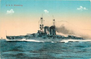 Postcard C-1910 USS Wyoming Navy Military Battleship ML Metrochrome TR24-2342