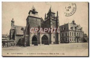 Postcard Old Saint Brieuc La Cathedrale Saint Etienne and L & # 39Hotel Town