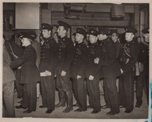 Auxiliary Fire Service Fireman Parade Circa WW2 Large Press Photo