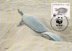 Arrau River Turtle Venezuela WWF Rare Ld Stamp FDC Postcard