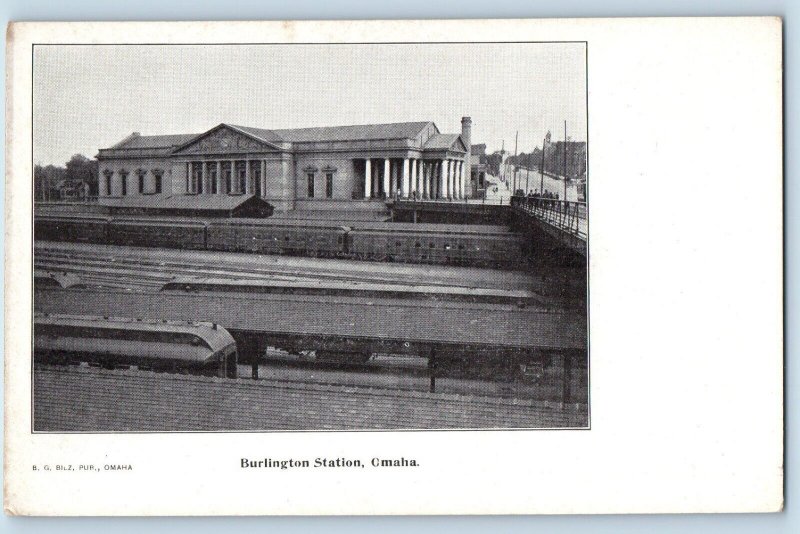 Omaha Nebraska Postcard Burlington Station Locomotive Train 1905 Antique Vintage