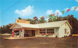 Lenoir City TN Moore's Gas Station Souvenirs Pecans Old Cars Postcard