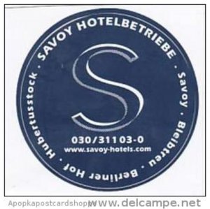 GERMANY BERLIN SAVOY HOTEL BERLINER HOF VINTAGE LUGGAGE LABEL