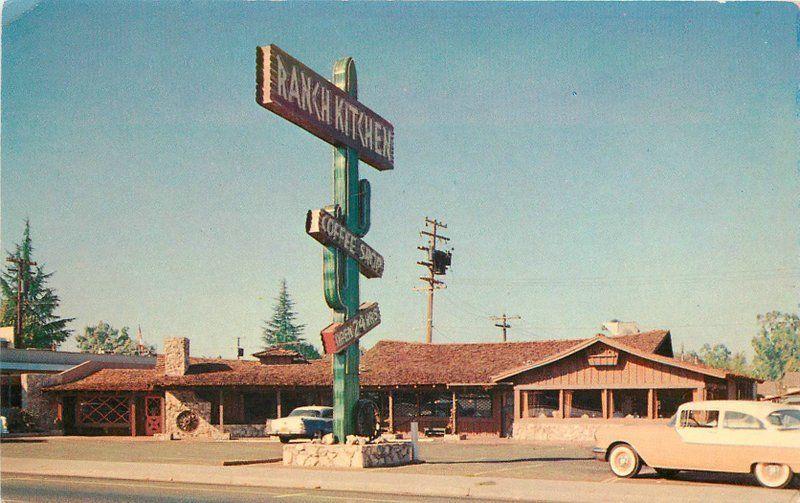 Autos 1950s Ranch Kitchen Family Restaurant Roadside Tichnor postcard 12686