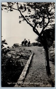 Trail Near Little Stony Man Mountain Women Man Riding Horse RPPC Photo Postcard