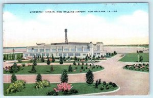 NEW ORLEANS, Louisiana LA ~ Lindbergh Hangar NEW ORLEANS AIRPORT 1940s  Postcard