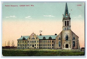 Green Bay Wisconsin WI Postcard Polish Monastery Exterior Scene c1920's Antique