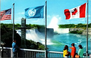 Niagara Falls New York NY American Canadian Flag Postcard WOB Note 19c Stamp 