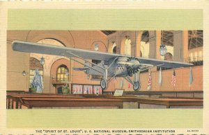 1952 The Spirit Of St. Louis, Smithsonian Institution - Vintage Linen Postcard