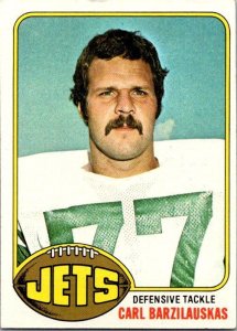 1976 Topps Football Card Carl Barzilauskas New York Jets sk4386