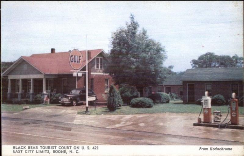 Boone NC Black Bear Tourist Court Gulf Gas Station Postcard