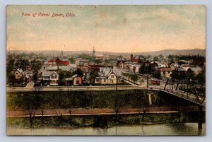 J95/ Canal Dover Ohio Postcard c1910 Birdseye Bridge Homes Stores  102