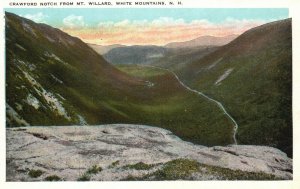 Vintage Postcard 1920s Crawford Notch from Mt. Willard White Mountains NH