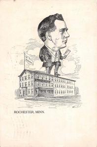 Rochester Minnesota The Rochester Man on Building Antique Postcard J66604