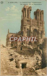 Old Postcard Rheims (1919) The Cathedral after the bombing Army