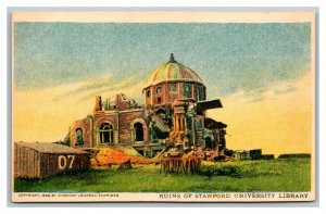 Vintage 1906 Postcard Earthquake & Fire Ruins of Stanford University Library CA