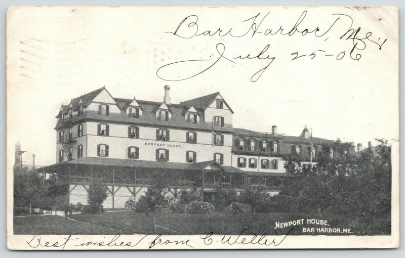 Bar Harbor Maine~Newport House Hotel~C Weller to AE Collins Philadelphia~1906 