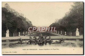 Old Postcard Park of Versailles basin & # 39apollon and green carpet