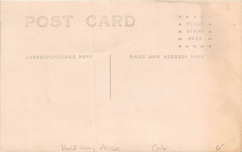 J58/ Pikes Peak Colorado RPPC Postcard c1910 Halfway House Men Sticks 67