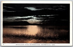 Postcard Huntsville Ontario c1943 Moonlight Over Hunter's Bay Scenic View