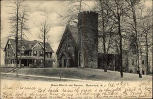 Rutherford NJ Grace Church & Rectory c1910 Postcard