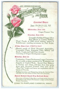 1907 Portland Rose Show Fiesta Advertising Portland Oregon OR Vintage Postcard