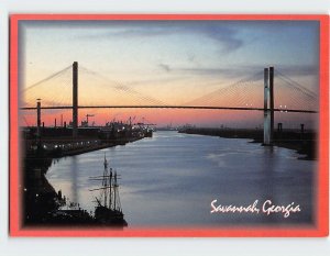 Postcard A view of the new bridge from River Street, Savannah, Georgia