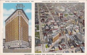 Hotel Lincoln and Aerial View Of Downtown Indianapolis Indiana