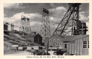 Butte Montana Gallows Frame, Mt. Con Mine, B/W Photo Print Vintage PC U9794