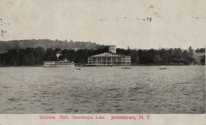 Vintage Postcard Sheldon Hall Chautauqua Lake Jamestown New York C.E Wheelock