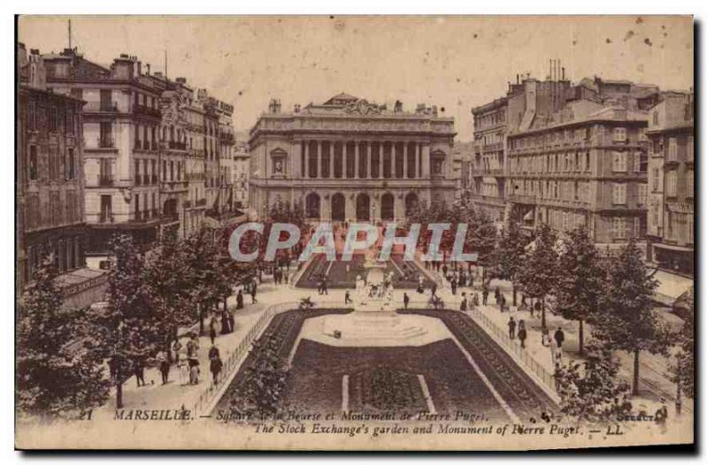 Postcard Marseille Old Square of the Bourse and monuments of Pierre Puget