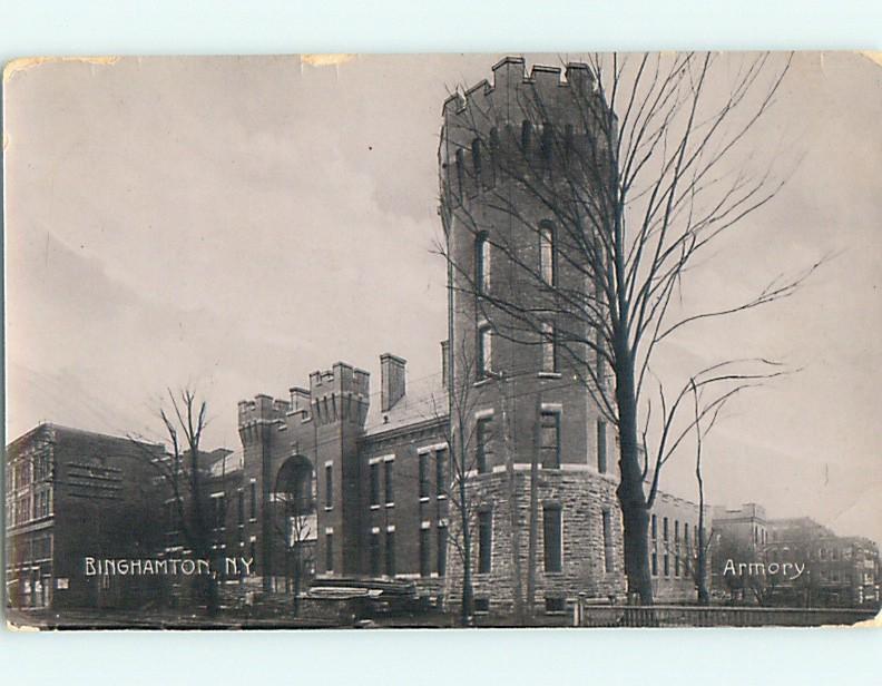 pre-1907 rppc ARMORY BUILDING in Binghamton New York NY postcard v1888