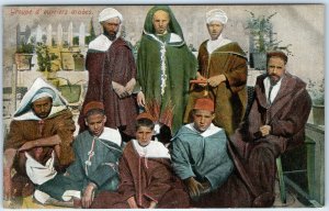 c1900s Algeria Arab Workers Group Colorized Traditional Dress Men Women A344