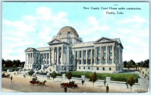 PUEBLO, Colorado CO   New COUNTY COURT HOUSE Under Construction c1910s Postcard