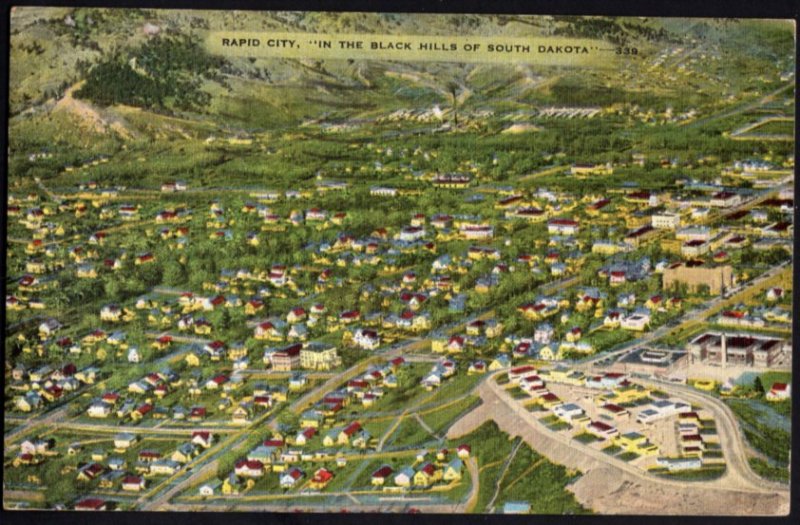 South Dakota Aerial View RAPID CITY at the edge of the Black Hills - pm1948 - L