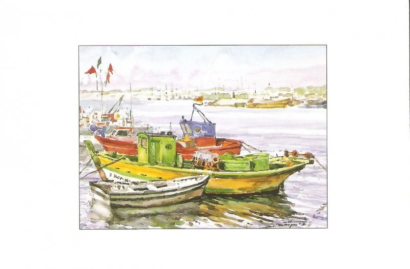 Jordi Baijet. Barcas. Boats Fine art, painting, modern  Spanish postcard