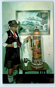 FRANKENMUTH, MI ~ Giant BEER STEIN at BAVARIAN INN c1960s Roadside Postcard